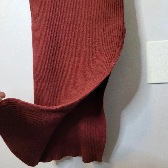 LULU'S ribbed knit puff balloon sleeves mock neck stretchy bodycon Midi Dress XL - Picture 6 of 12